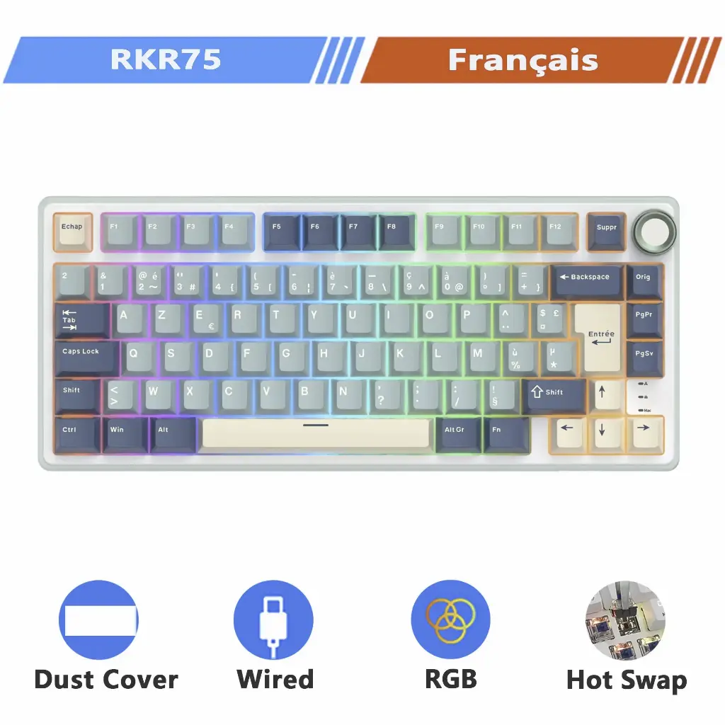RK Royal Kludge R75 (Forest Blue, Brown, AZERTY)